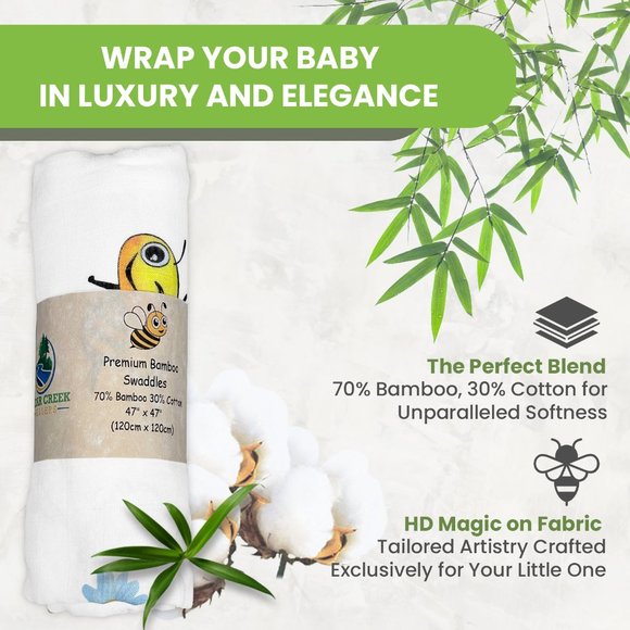 Swaddling Blanket for Newborn Baby Super Soft 70% Bamboo 30% Cotton Bumble Bee - Picture 5 of 7